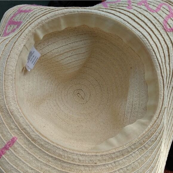 EUC ACCESSORY DEPOT X Large Paper Pink "Hello Sunshine" Shade Hat w/XL Brim - Picture 3 of 8